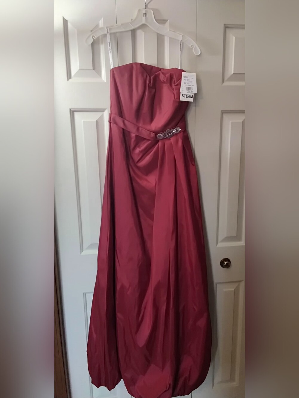 David's Bridal Strapless Gown With Silver Accent, Red, Size 4